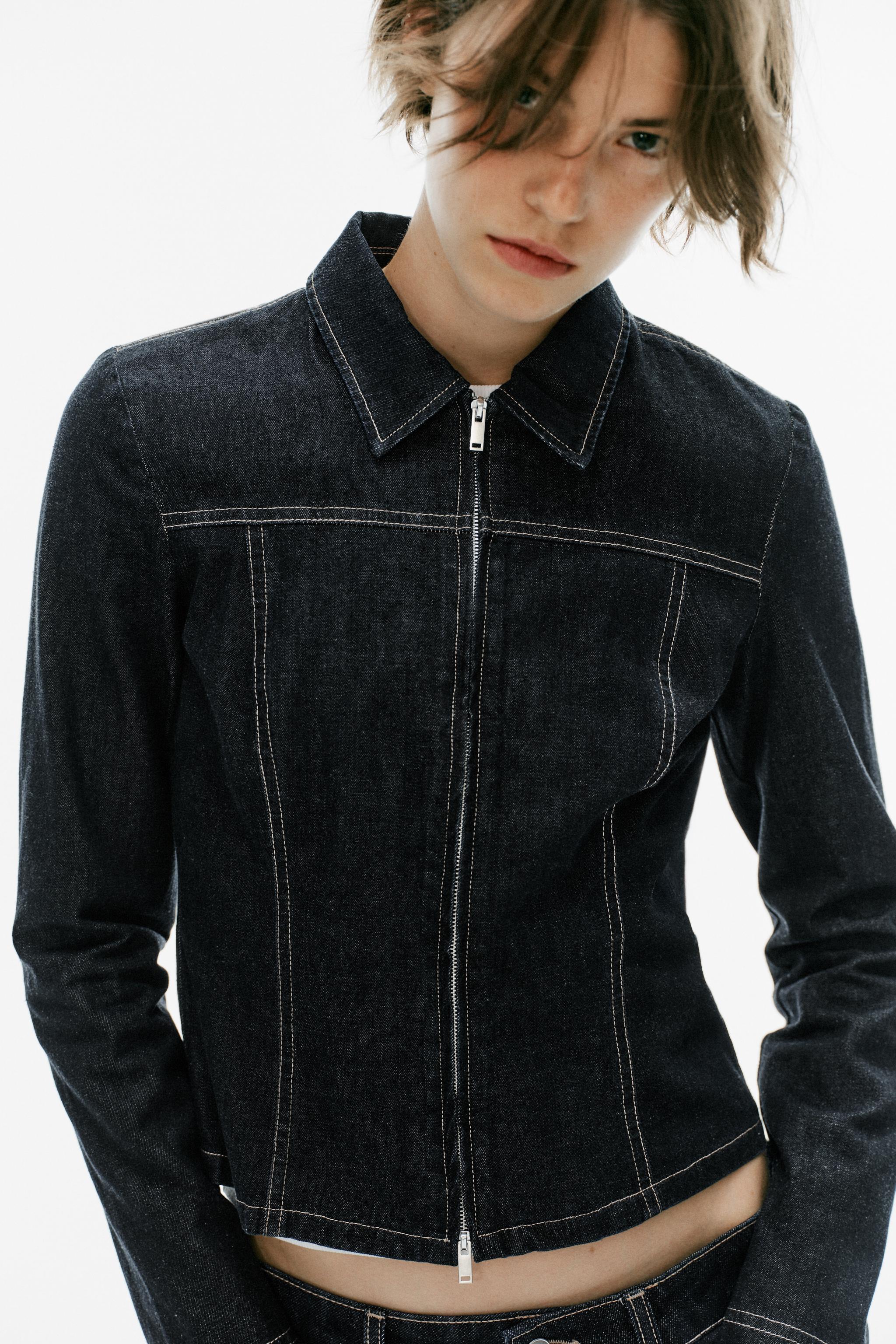 CHEMISE EN DENIM À FERMETURE ÉCLAIR
